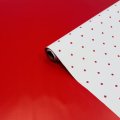 Пленка матовая двухсторонняя Мелкий горошек белая/рубин 58см*10м±5% 65мкм