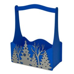 Декоративный ящик с высокой ручкой 255*125 h300 Елочки синий декор серебро