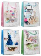 Подарочные пакеты Комната принцессы в ассортименте 22x31x10 см 4 вида 12 шт./упак.