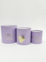 Коробки круглые без крышек Набор из 3х (13*13/16*16/18*18) с тиснением Пожеланиясиреневый