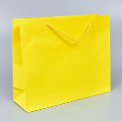 Подарочный пакет, 32*26*10см, жёлтый