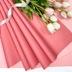 Пленка матовая двухсторонняя розовый персик/розовый щербет 10 листов 58*58 65мкм