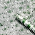 Пленка прозрачная трехцветная НГ Снегопад зеленый/белый/серебро 68см*200гр ± 5%