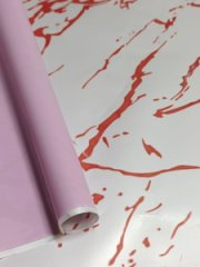 Матовая пленка двухсторонняя на втулке 50мкр Мрамор красный/пыльная роза 60см*10 ярд ± 5%