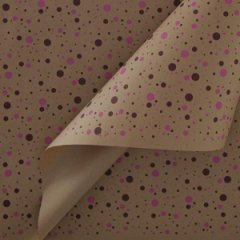 Крафт бумага Конфетти розовый/бордовый цв. на коричневом фоне 720мм/60гр/10м± 5%