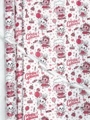 Крафт бумага Детский карнавал розовый на белом фоне 680мм/60гр/10м± 5%