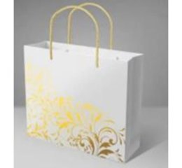 Пакет подарочный Золотые узоры 23*18*10см, белый