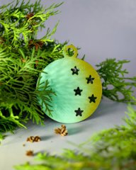 Игрушка новогодняя однослойная Звезды в шаресалатовый /золото 97мм