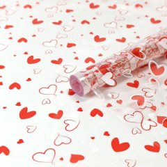 Пленка прозрачная двухцветная Сердечки 2 бело-красные 70см*200гр ± 5%