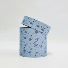 Коробка круглая 13,5*13,5 .голубой/новогодний рисунок ёлочки