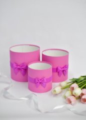 Коробки круглые без крышек Набор из 3х (13*13/16*16/18*18) с бантиком Светлая фуксия