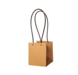 Сумка с пластиковыми ручками 13*13*15cm, цв. крафт