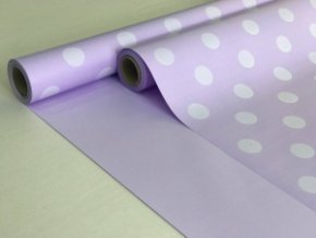 Пленка матовая 2-х сторонняя с рисунком нежная сирень-горох белый 580мм/10м*55мкр