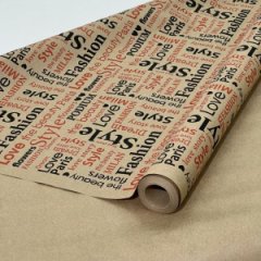 Крафт бумага Love storyцв.черный/красный на коричневом фоне 70см/60гр/60мкр/10м± 5%