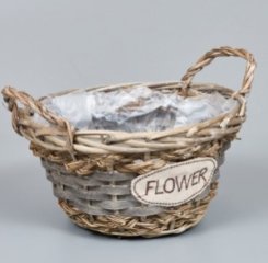 Корзина из ивы 22*12 В14, круг, серый