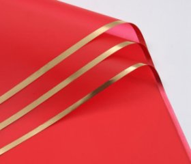 Упак. материал флористическая пленка Золотой кант, 58х58 см, красный, 20 листов /упак