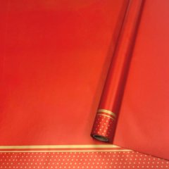 Пленка матовая однотонная Стиль ярко красный/золото 58см*10м±5% 65мкм