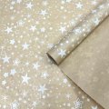 Крафт бумага Звезды белый на коричневом фоне 720мм/40гр/10м± 5%