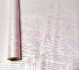 Матовая пленка двухсторонняя на втулке 50мкр Перламутр белый/Послание розовый 60см*10 ярд ± 5%