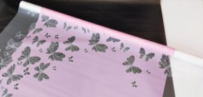 Пленка матовая (MDS) Бабочки белый/ бледно-розовый 70см,40мкм,10м