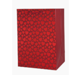 Пакет подарочный металлик Сердечки 14*15*6см, красный