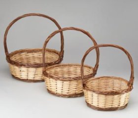Набор корзин плетеных (ива):D40xH16xHH45  BD32, D34xH14xHH40  BD29, D30xH12xHH35  BD25, 3 шт., натур