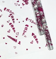 Пленка прозрачная двухцветная с рисунком Лаванда бело- фуксия 70см*10ярд ± 5%