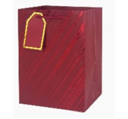 Пакет подарочный Металл диагональ, 32*26*12см, красный
