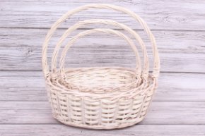 Корзины из ивы 3шт овал полоски 38*30*13,33*25*12,28*20*10V белый
