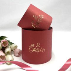 Коробки круглые набор без крышек из 2х (13*13/16*16) малина с тиснением 8 Марта