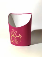 Ваза Овал 12,5*13,5*18 с тиснением Ты в моём сердце фуксия