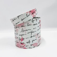 Коробка круглая 16*16 Розы письмо малиновый/графит на белом фоне