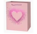 Пакет подарочный Сердце металл 32*26*10см пудровый