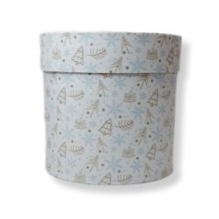 Коробка круглая 13,5*13,5 .белый/новогодний рисунок