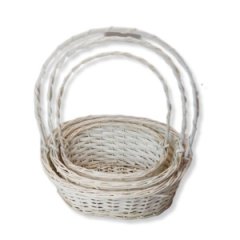 Набор корзин плетеных (ива), 42*32*11*18*43CM, 36*27*10*16*38CM, 30*22*9*13*33CM, 3 шт., белый