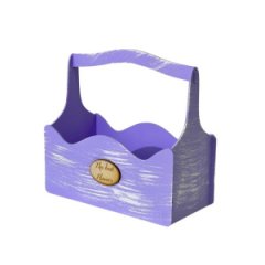 Декоративный ящик из фанеры с ручкой 255*125 h230 Прованс с декором нежно-сиреневый