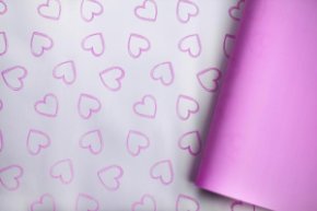 Пленка матовая двухст.с рисункомСердцецв.пурпурное утро 58см*12м±5% 50мкр