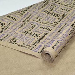 Крафт бумага Love storyцв.черный/сиреневый на коричневом фоне 70см/60гр/60мкр/10м± 5%