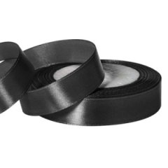 Лента атласная 2,5см*25ярд чёрная