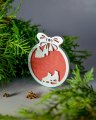 Игрушка новогодняя двухслойная Коньки в шаре с бантом красная/серебро 83 мм 2шт