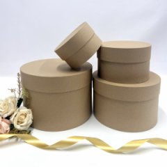 Набор круглых коробок 4 в1 Крафт однотонный, 23 х 23 х 16 - 13,5 х 13,5 х 8 см