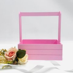 Декоративный ящик прямоугольный декор Рейки 245*125 h270 пастельно-розовый