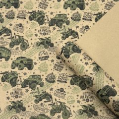 Крафт бумага Мужчина №1 черный/хаки на коричневом 700мм/60гр/10м ± 5%