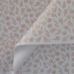 Крафт бумага Ирисы золотой цв. на белом мелованном фоне 720мм/60гр/10м± 5%