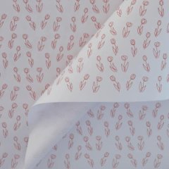 Крафт бумага Тюльпаны красный цв. на белом фоне 720мм/60гр/10м± 5%