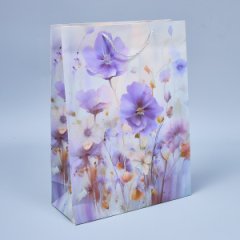 Пакет подарочный Цветочная акварель 8, 32*26*12см (уп 12шт)