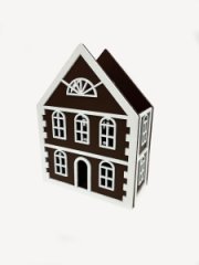 Кашпо Домик 170/230/85 коричневый декор белый