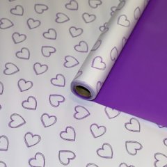 Пленка матовая двухст.с рисункомСердцецв.сирень 58см*12м±5% 50мкр