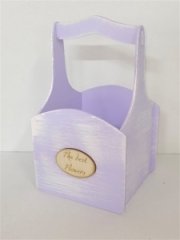 Декоративный ящик из фанеры квадратный 140*125*h225 Прованс с декором нежно-сиреневый