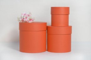 Коробки круглые набор из 3х (10*10/13,5*13,5/15*15) оранжевый